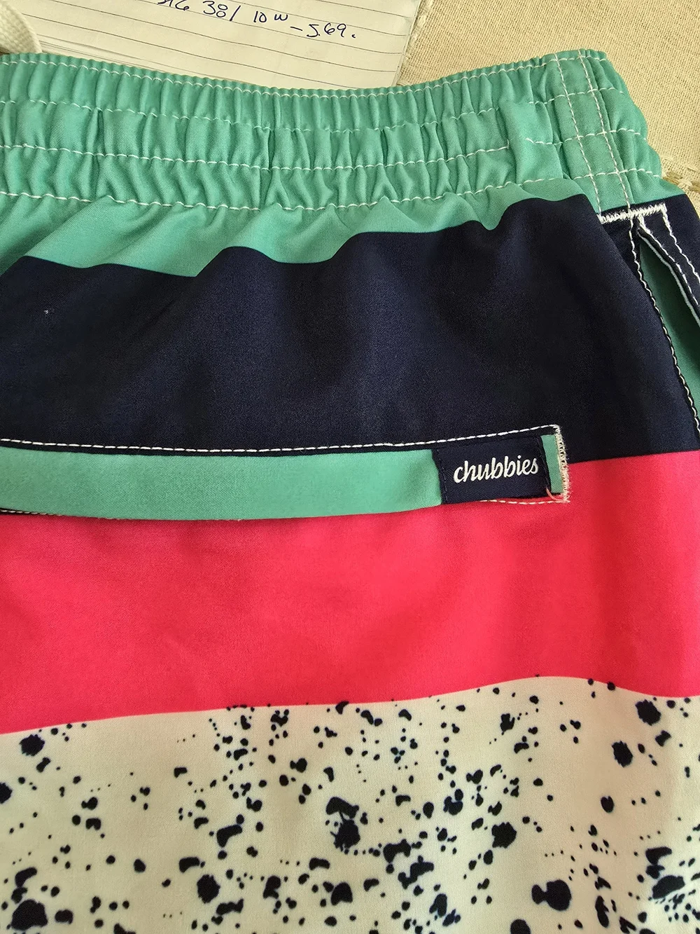 chubbies Swim Trunks  Drawstring Shorts - Teal, Navy & Hot Pink Men Size L